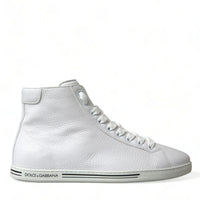 Dolce & Gabbana Elegant White Leather High Top Sneakers