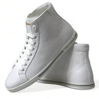 Dolce & Gabbana Elegant White Leather High Top Sneakers