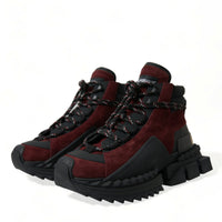 Dolce & Gabbana Burgundy Leather High Top Sneakers