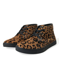 Dolce & Gabbana Elegant Leopard Print Mid-Top Sneakers