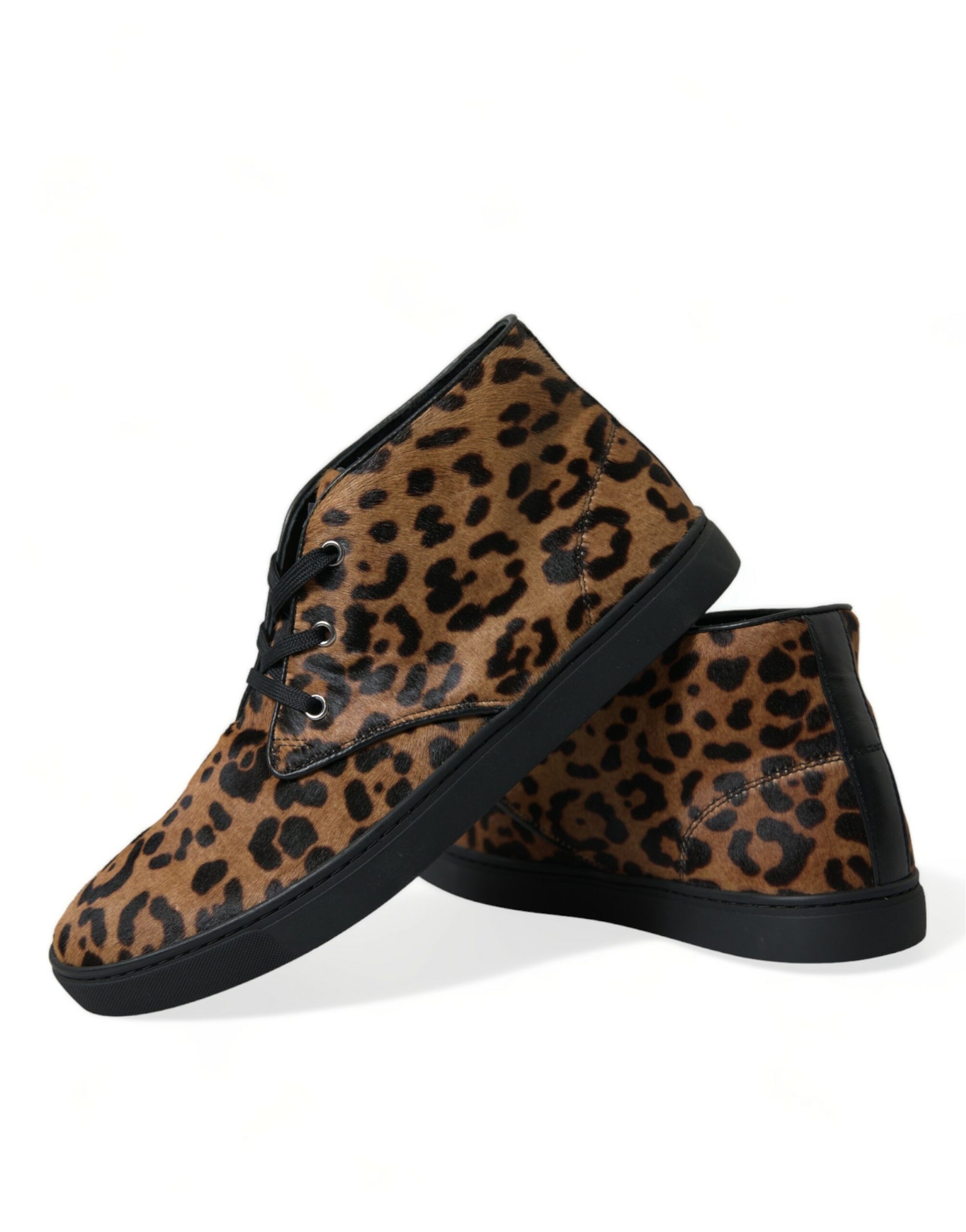 Dolce &amp; Gabbana Elegant Leopard Print Mid-Top Sneakers