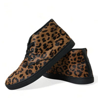 Dolce & Gabbana Elegant Leopard Print Mid-Top Sneakers