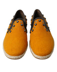 Dolce & Gabbana Exclusive Orange Canvas Loafers with Studs