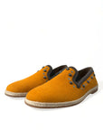 Dolce & Gabbana Exclusive Orange Canvas Loafers with Studs