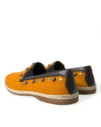 Dolce & Gabbana Exclusive Orange Canvas Loafers with Studs