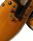 Dolce & Gabbana Exclusive Orange Canvas Loafers with Studs