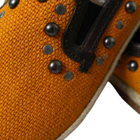 Dolce & Gabbana Exclusive Orange Canvas Loafers with Studs