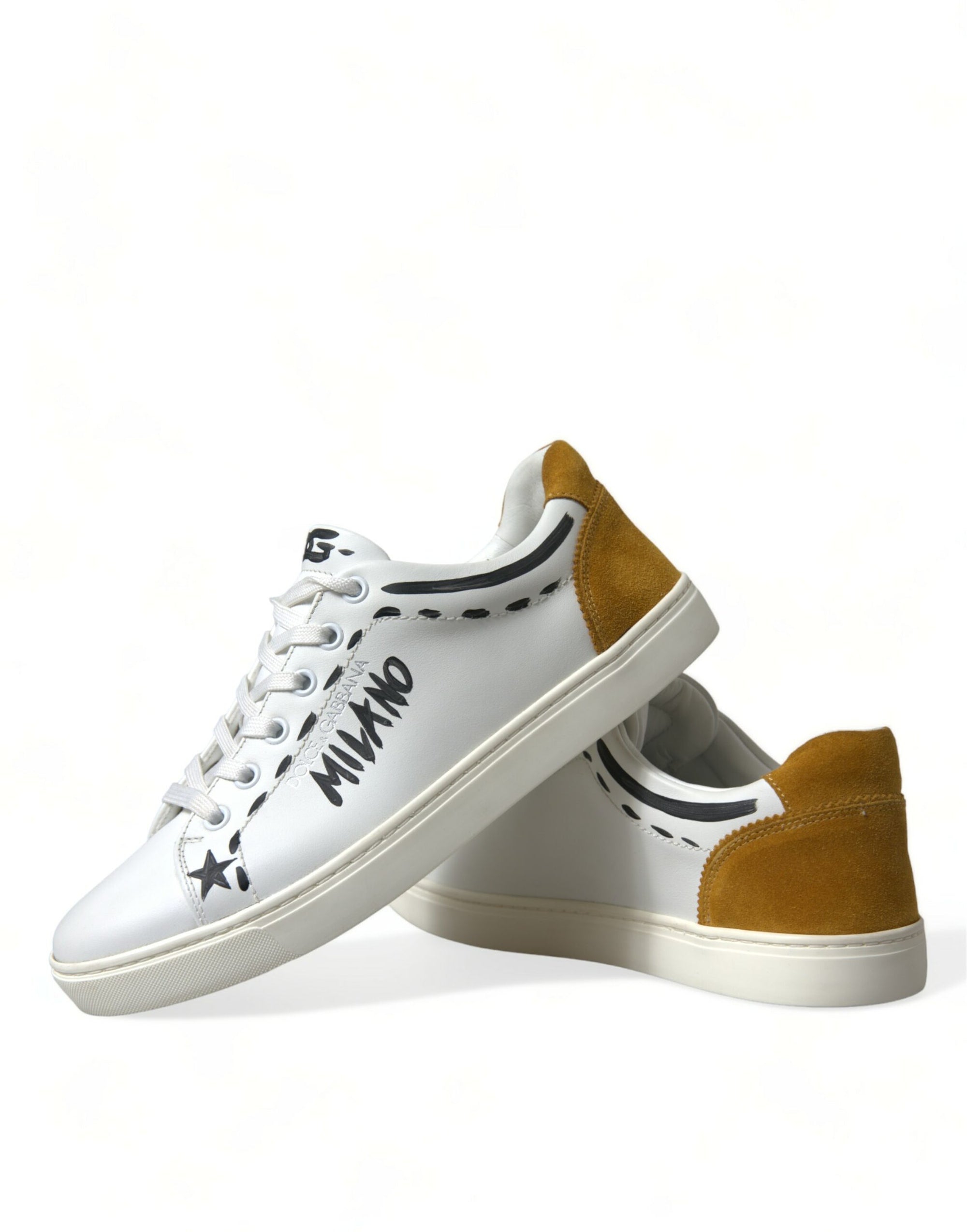 Dolce &amp; Gabbana Sleek White Low Top Leather Sneakers