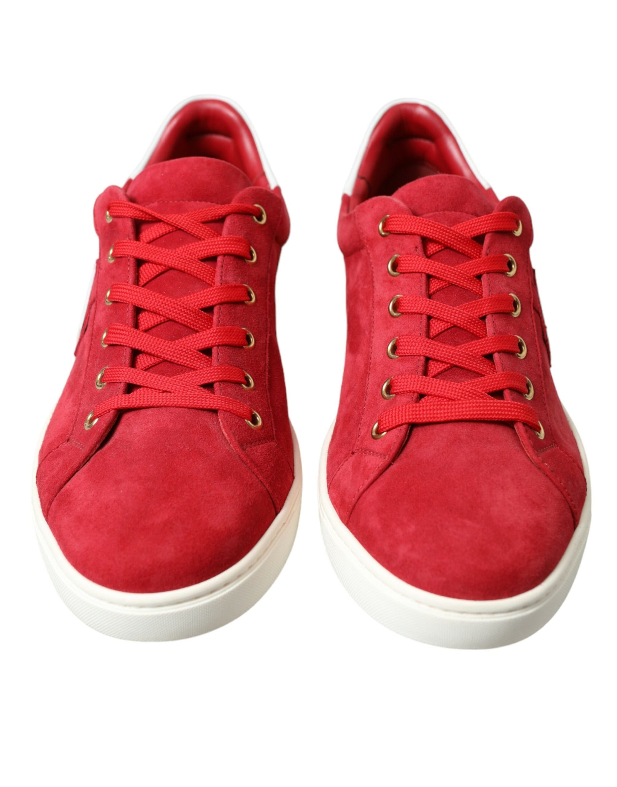 Dolce &amp; Gabbana Elegant Red &amp; White Low Top Sneakers