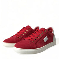 Dolce & Gabbana Elegant Red & White Low Top Sneakers