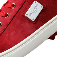 Dolce & Gabbana Elegant Red & White Low Top Sneakers