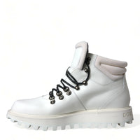 Dolce & Gabbana Elegant White Leather Ankle Boots