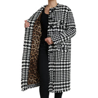 Dolce & Gabbana Elegant Houndstooth Long Trench Coat