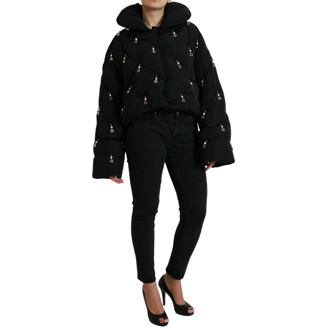 Dolce & Gabbana Elegant Quilted Jacket with Pearl Embellishment