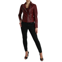 Dolce & Gabbana Bordeaux Biker Leather Jacket