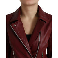 Dolce & Gabbana Bordeaux Biker Leather Jacket