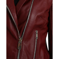 Dolce & Gabbana Bordeaux Biker Leather Jacket