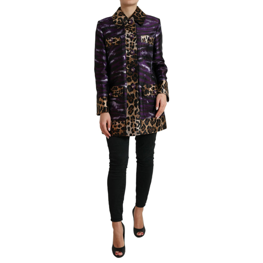 Dolce & Gabbana Exquisite Jacquard Trench With Tiger Motif