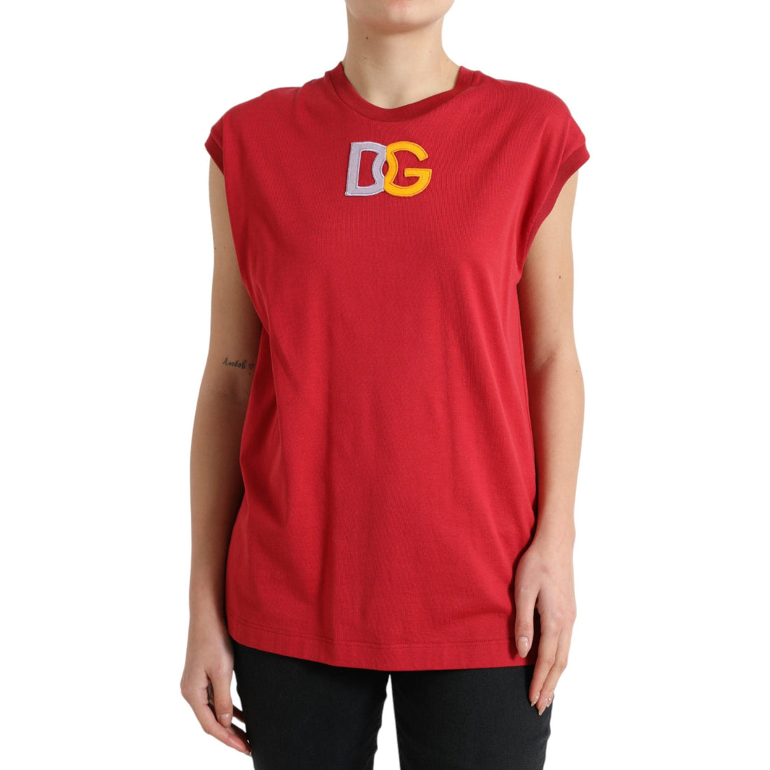 Dolce & Gabbana Elegant Red Cotton Crew Neck Tank Top