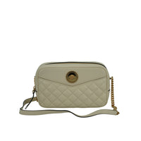 Versace Elegant White Leather Camera Shoulder Bag