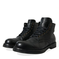 Dolce & Gabbana Elegant Black Horse Leather Ankle Boots