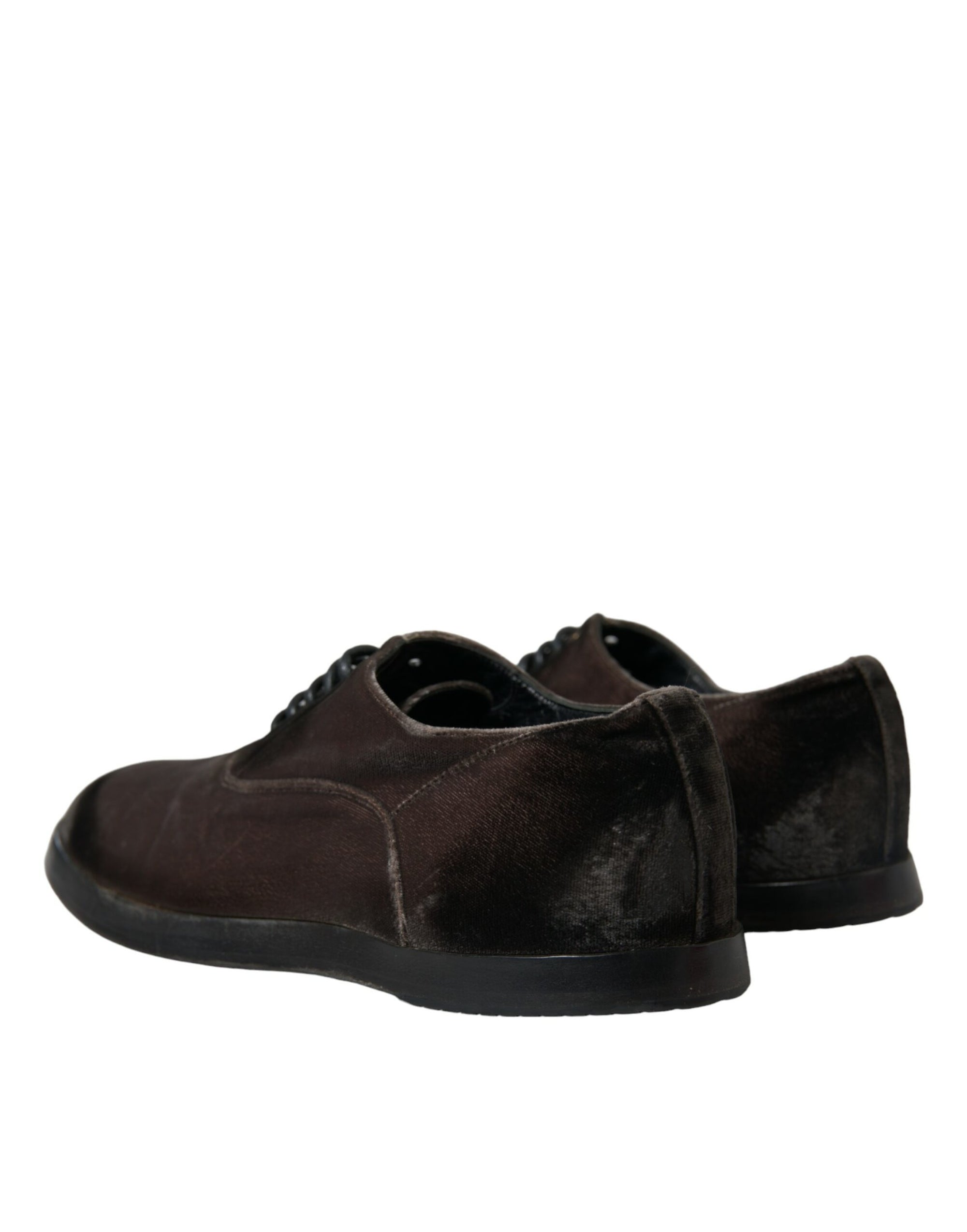 Dolce &amp; Gabbana Elegant Brown Velvet Oxford Lace-up Shoes