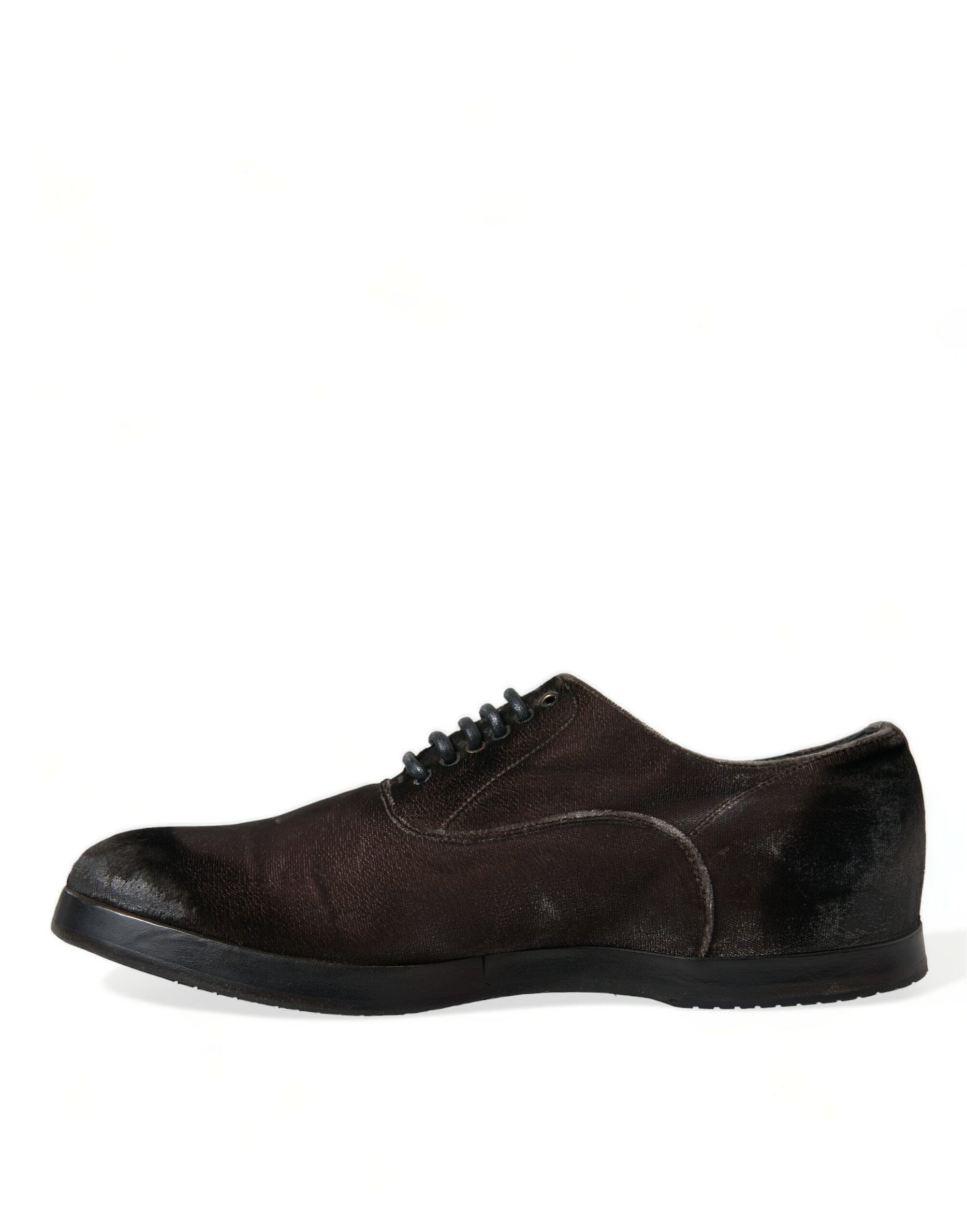 Dolce &amp; Gabbana Elegant Brown Velvet Oxford Lace-up Shoes