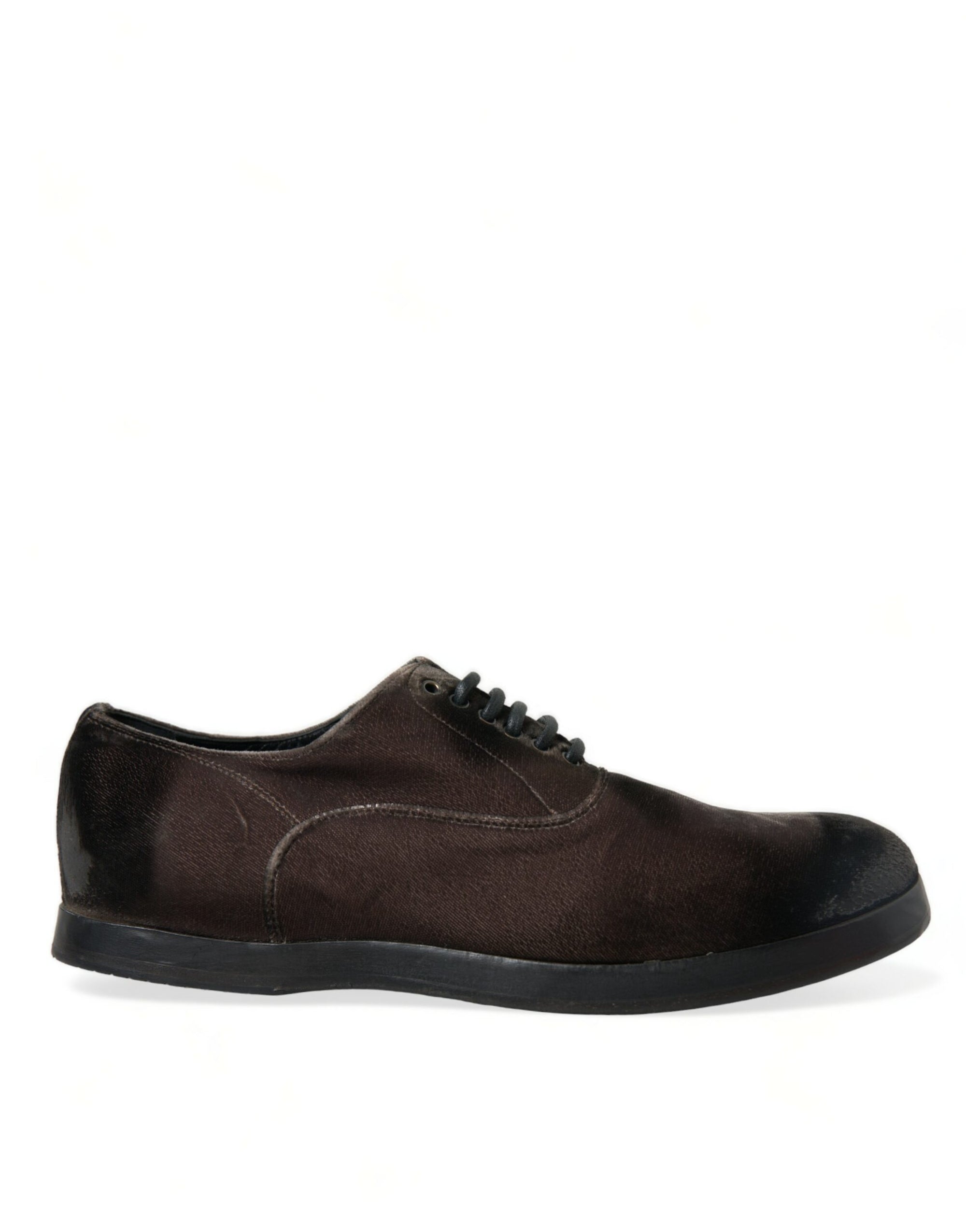 Dolce &amp; Gabbana Elegant Brown Velvet Oxford Lace-up Shoes