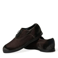 Dolce & Gabbana Elegant Brown Velvet Oxford Lace-up Shoes