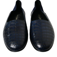 Dolce & Gabbana Elegant Blue Crocodile Leather Loafers