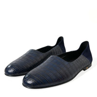 Dolce & Gabbana Elegant Blue Crocodile Leather Loafers