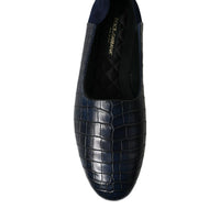 Dolce & Gabbana Elegant Blue Crocodile Leather Loafers