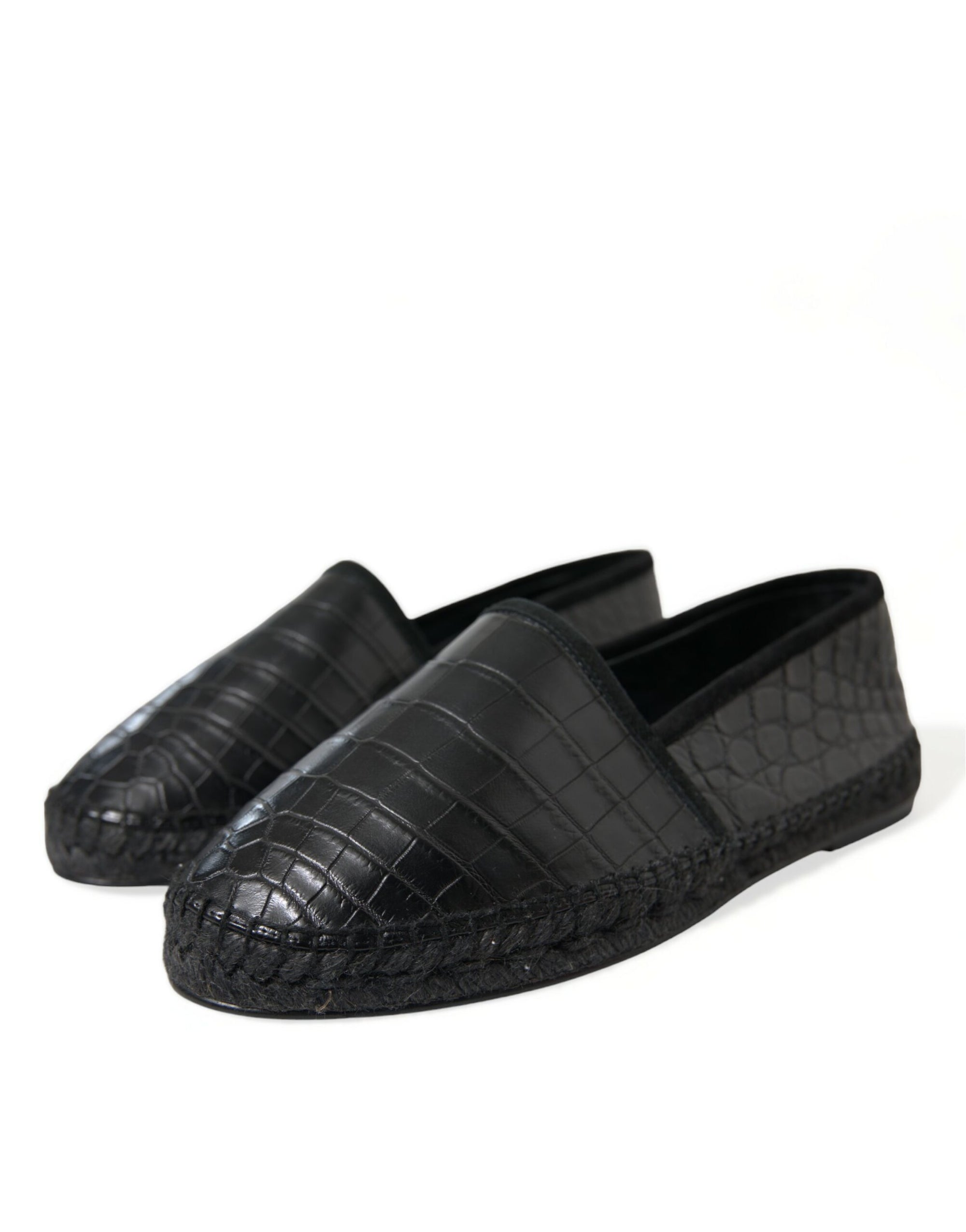 Dolce &amp; Gabbana Exotic Black Leather Espadrilles