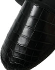 Dolce & Gabbana Exotic Black Leather Espadrilles