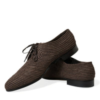 Dolce & Gabbana Elegant Raffia Upper Derby Shoes - Lace Up in Brown