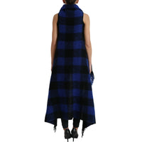 Dolce & Gabbana Elegant Checkered Fringe Poncho Cardigan