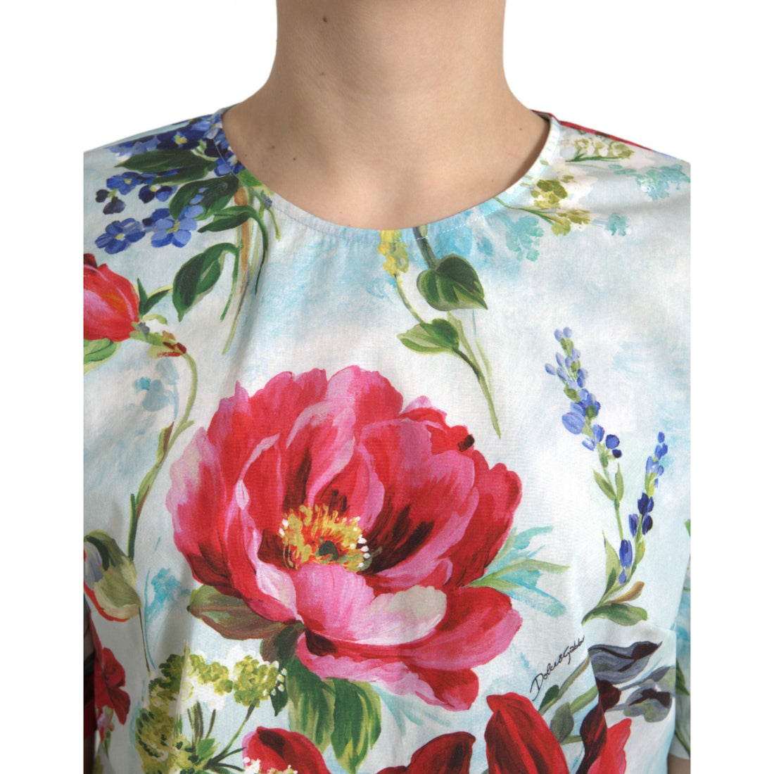 Dolce & Gabbana Chic Floral Round Neck Cotton Top