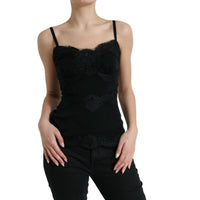 Dolce & Gabbana Elegant Black Silk Lace Tank Top