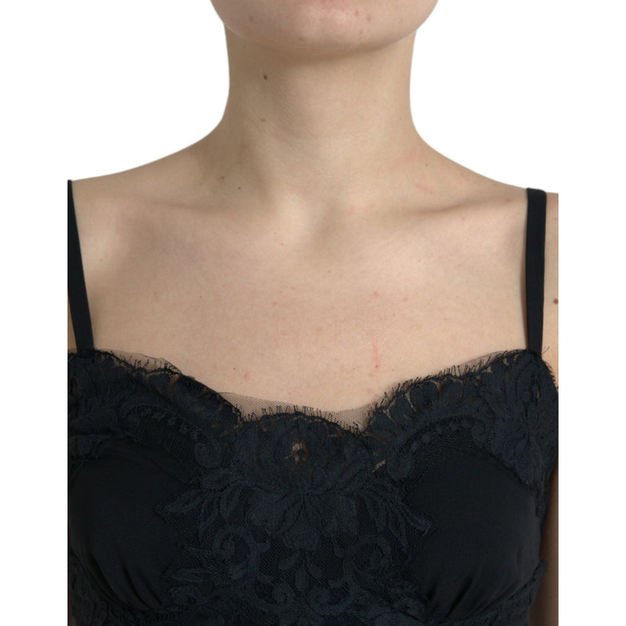 Dolce & Gabbana Elegant Black Silk Lace Tank Top