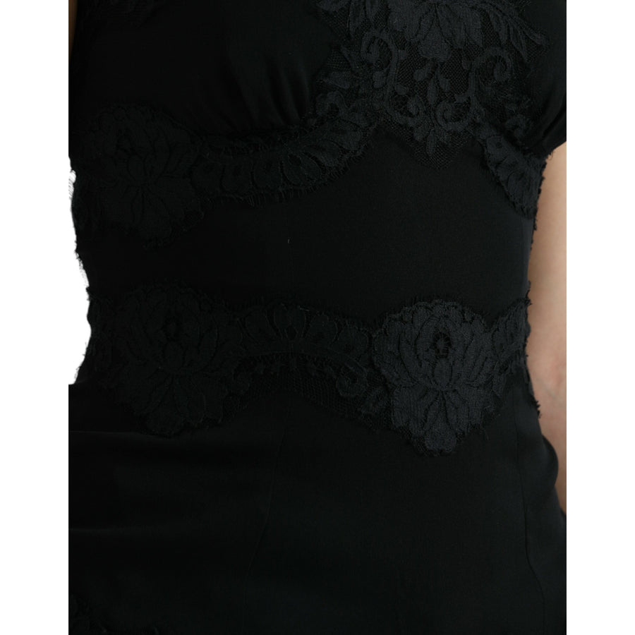 Dolce & Gabbana Elegant Black Silk Lace Tank Top