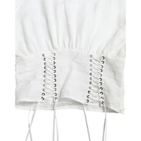 Dolce & Gabbana Elegant White Lace-Up Corset Cropped Top