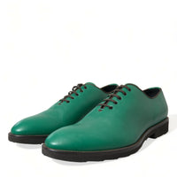 Dolce & Gabbana Elegant Green Leather Oxford Dress Shoes