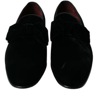 Dolce & Gabbana Elegant Black Velvet Loafers - Men's Luxury Footwear