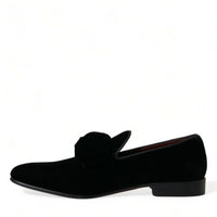 Dolce & Gabbana Elegant Black Velvet Loafers - Men's Luxury Footwear