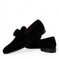 Dolce & Gabbana Elegant Black Velvet Loafers - Men's Luxury Footwear