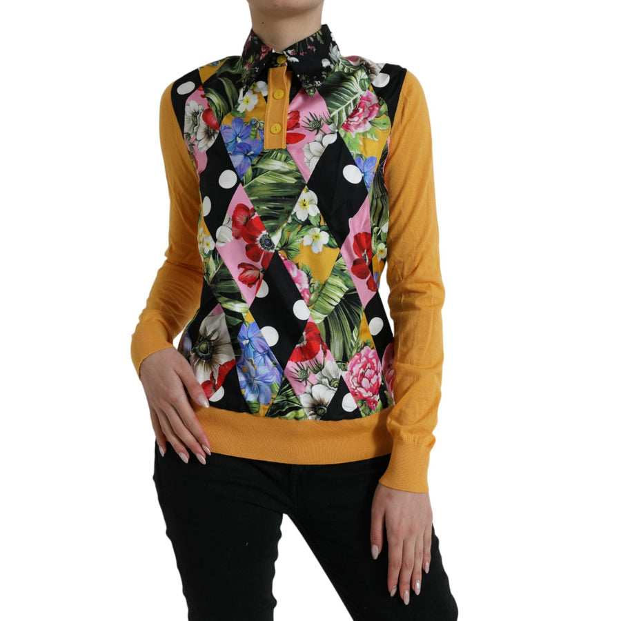 Dolce & Gabbana Elegant Patchwork Henley Silk Blend Sweater