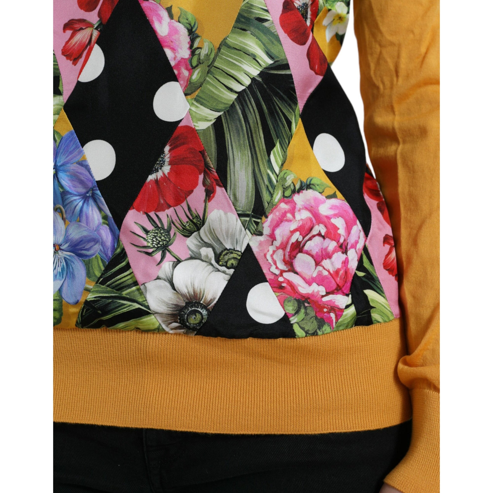 Dolce &amp; Gabbana Elegant Patchwork Henley Silk Blend Sweater