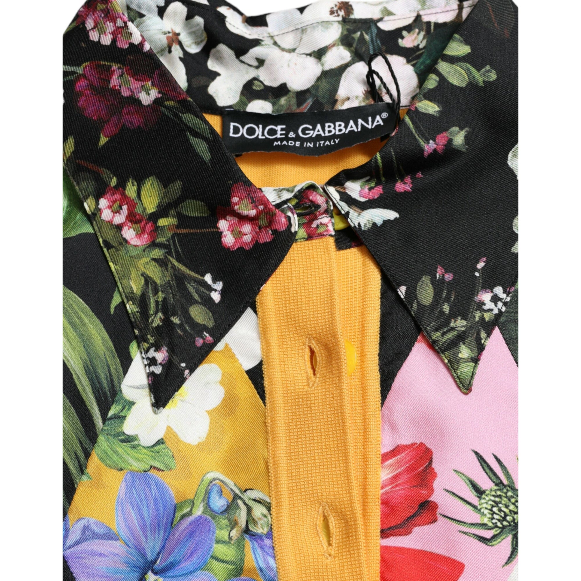 Dolce &amp; Gabbana Elegant Patchwork Henley Silk Blend Sweater