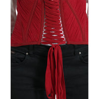 Dolce & Gabbana Silk Corset Waist Belt in Fiery Red