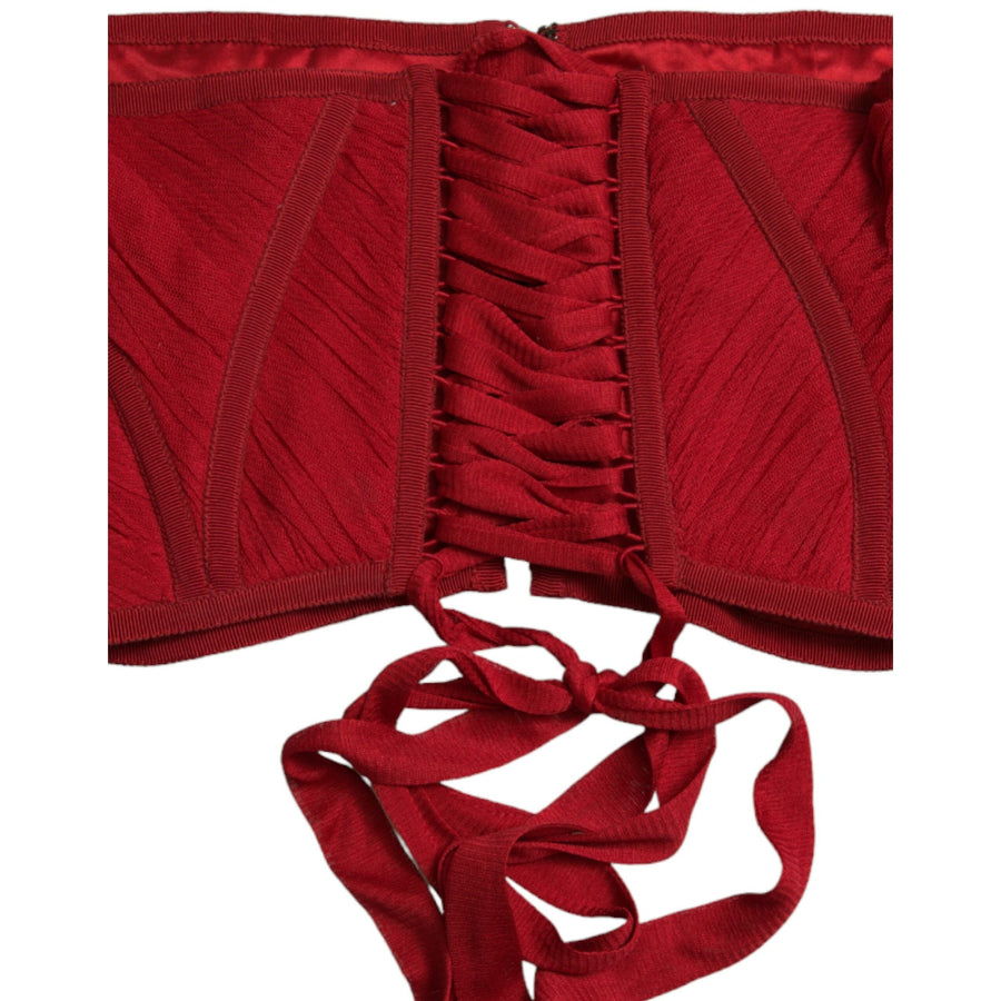 Dolce & Gabbana Silk Corset Waist Belt in Fiery Red